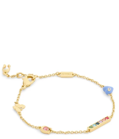 COACH Signature C Enamel Heart Charm Line Bracelet