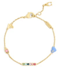 COACH Signature C Enamel Heart Charm Line Bracelet
