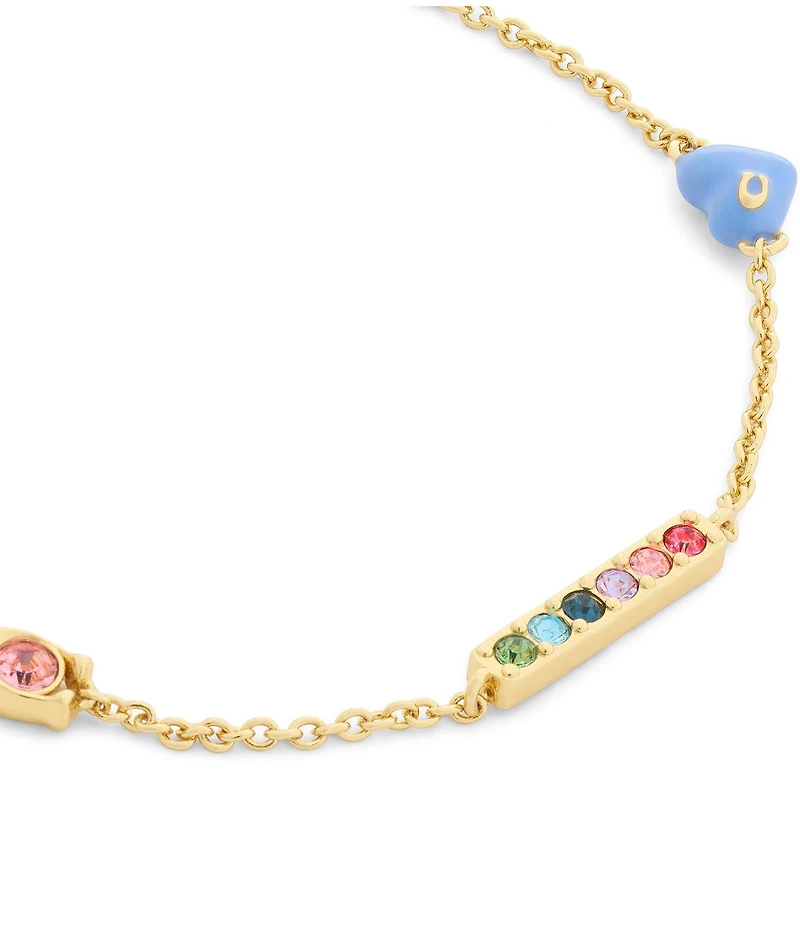 COACH Signature C Enamel Heart Charm Line Bracelet