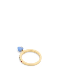 COACH Signature C Enamel Heart Rhinestone Charm Cocktail Ring