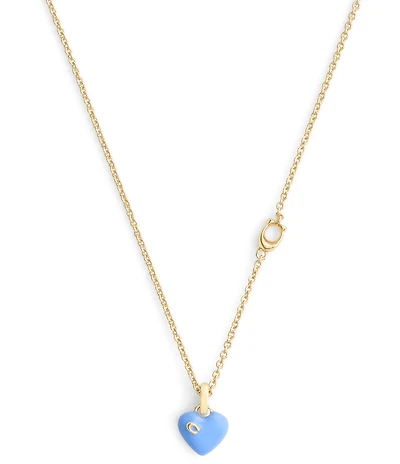 COACH Signature C Enamel Heart Short Pendant Necklace