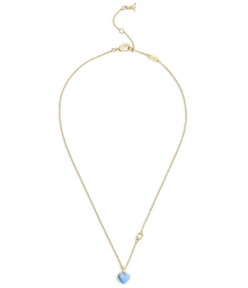 COACH Signature C Enamel Heart Short Pendant Necklace