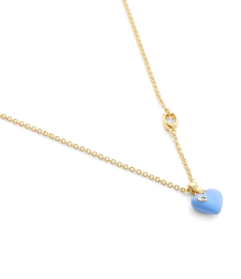 COACH Signature C Enamel Heart Short Pendant Necklace