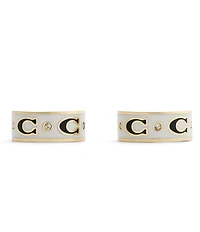 COACH Signature C Enamel Huggie Hoop Earrings