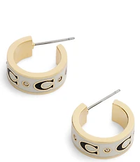 COACH Signature C Enamel Huggie Hoop Earrings