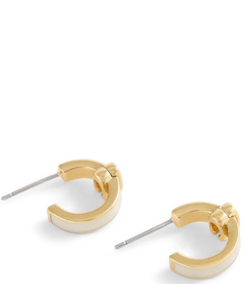 COACH Signature C Enamel Huggie Hoop Earrings