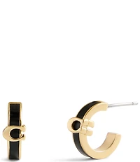 COACH Signature C Enamel Huggie Hoop Earrings