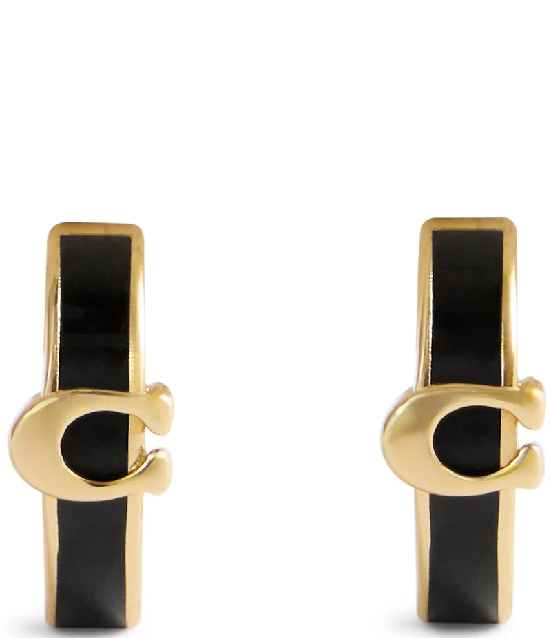 COACH Signature C Enamel Huggie Hoop Earrings