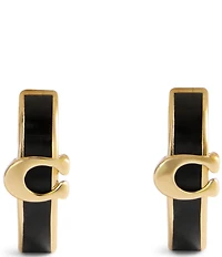 COACH Signature C Enamel Huggie Hoop Earrings