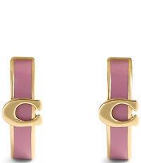 COACH Signature C Enamel Huggie Hoop Earrings