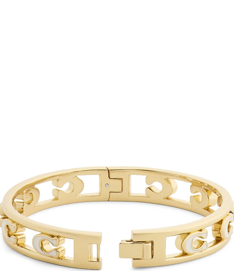 COACH Signature C Enamel Openwork Bangle Bracelet