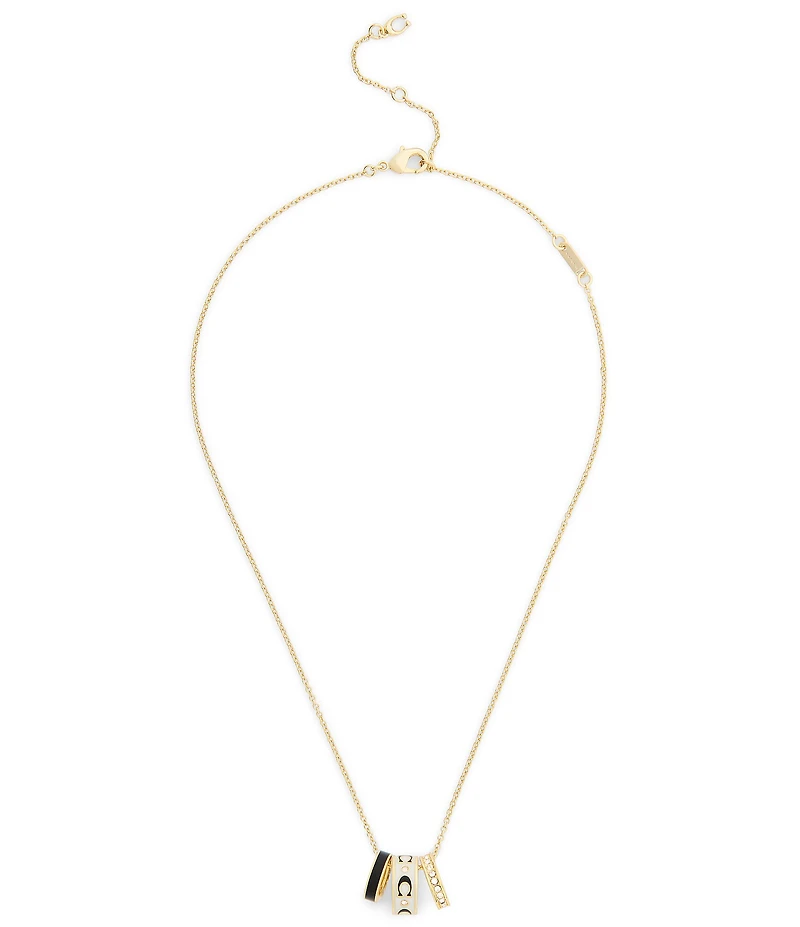 COACH Signature C Enamel Rondell Short Pendant Necklace