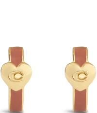 COACH Signature C Heart Enamel Huggie Hoop Earrings