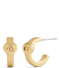 COACH Signature C Heart Huggie Hoop Earrings