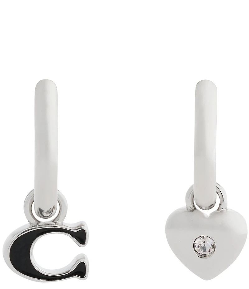 COACH Signature C Heart Mismatch Drop Earrings