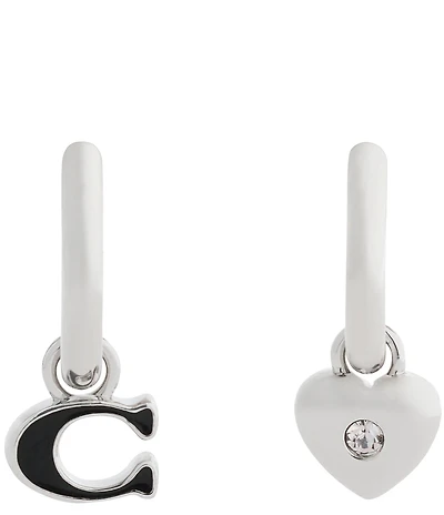 COACH Signature C Heart Mismatch Drop Earrings