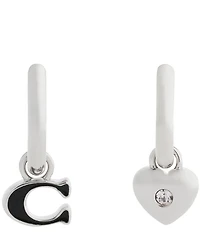 COACH Signature C Heart Mismatch Drop Earrings