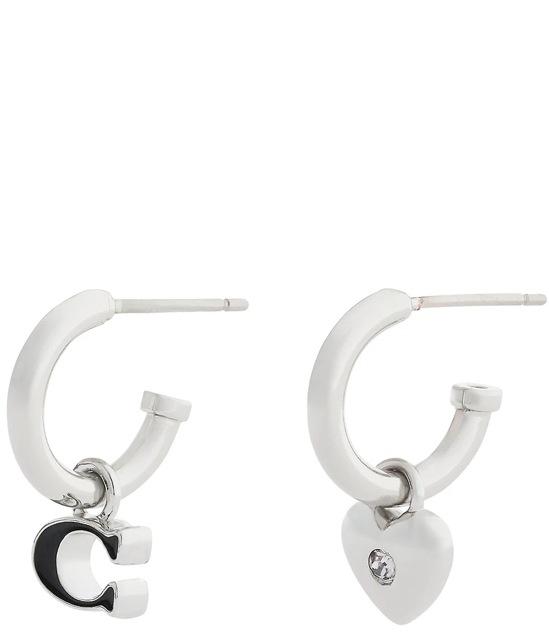 COACH Signature C Heart Mismatch Drop Earrings