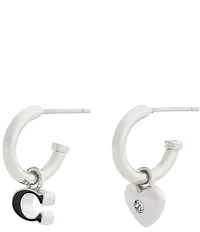 COACH Signature C Heart Mismatch Drop Earrings