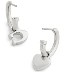 COACH Signature C Heart Mismatch Drop Earrings