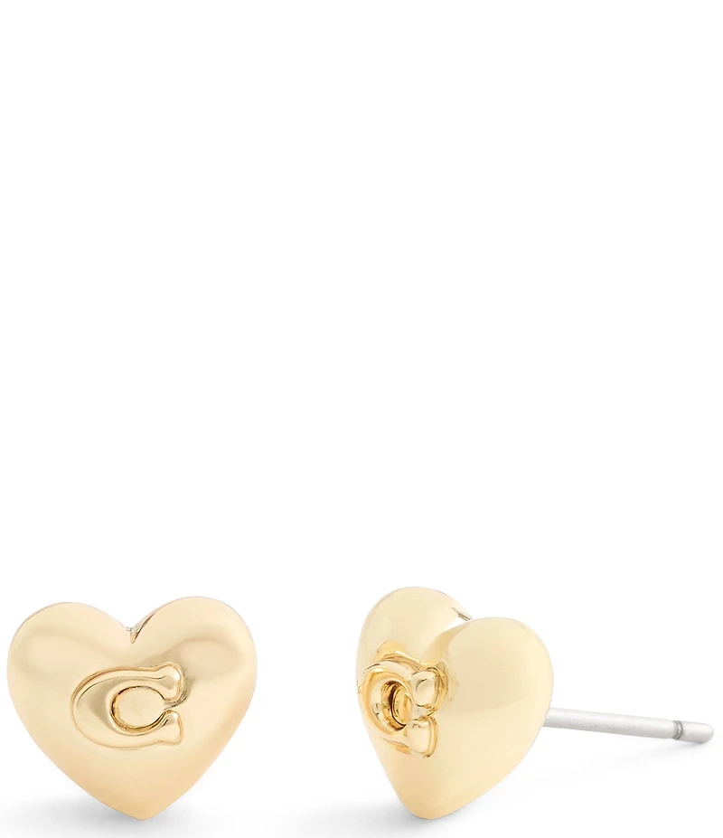 COACH Signature C Heart Stud Earrings