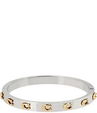 COACH Signature C Hinged Two Tone Bangle Bracelet