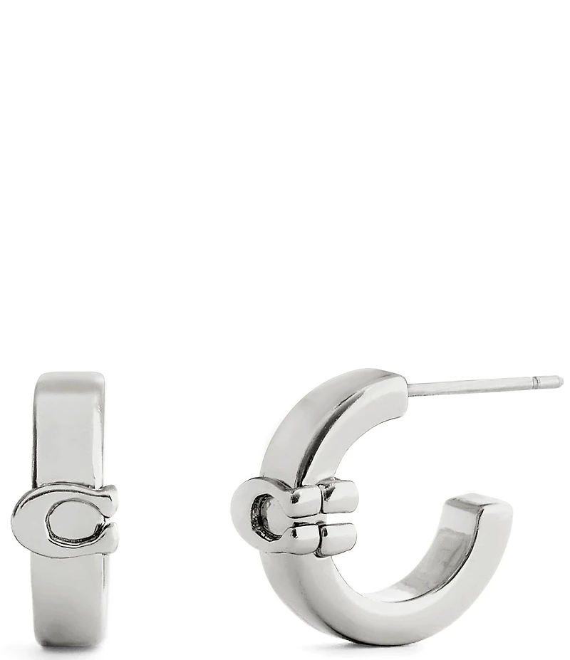 COACH Signature C Huggie Hoop Earrings