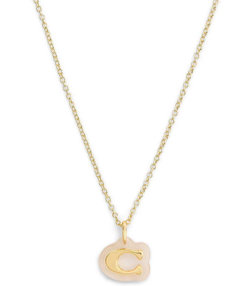 COACH Signature C Lucite Short Pendant Necklace