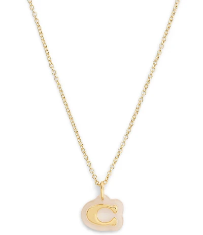COACH Signature C Lucite Short Pendant Necklace