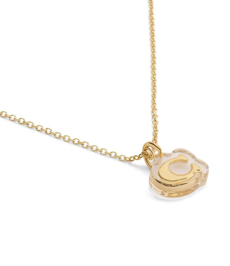 COACH Signature C Lucite Short Pendant Necklace