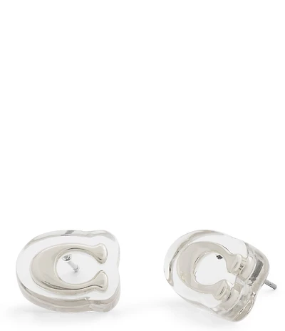 COACH Signature C Lucite Stud Earrings