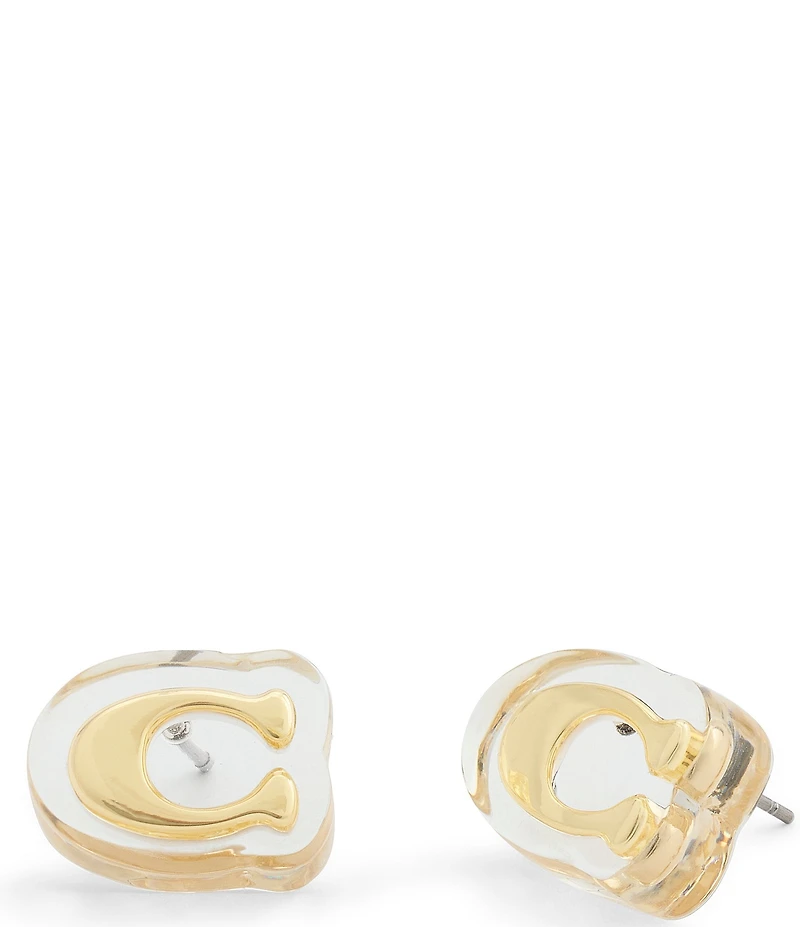 COACH Signature C Lucite Stud Earrings