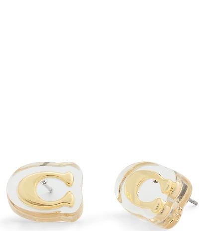 COACH Signature C Lucite Stud Earrings