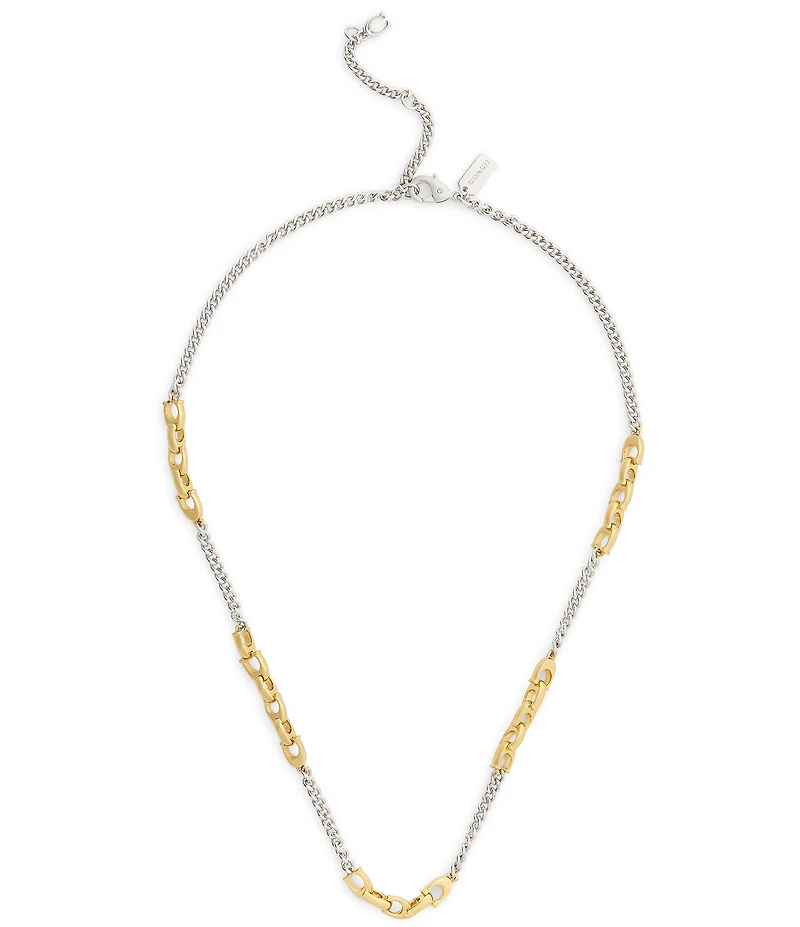 COACH Signature C Mixed Chain Collar Necklace