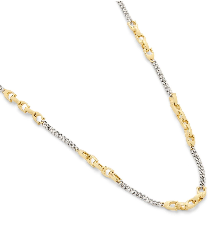 COACH Signature C Mixed Chain Collar Necklace