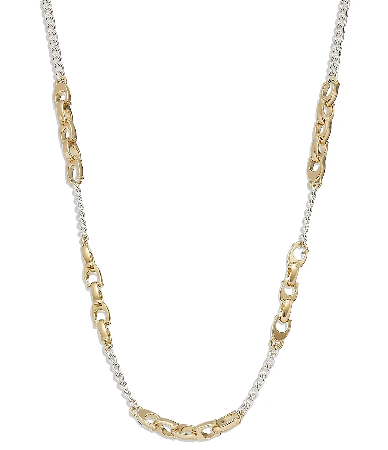 COACH Signature C Mixed Chain Collar Necklace