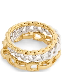 COACH Signature C Mixed Chain Stacked Ring Set