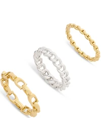 COACH Signature C Mixed Chain Stacked Ring Set