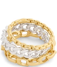 COACH Signature C Mixed Chain Stacked Ring Set