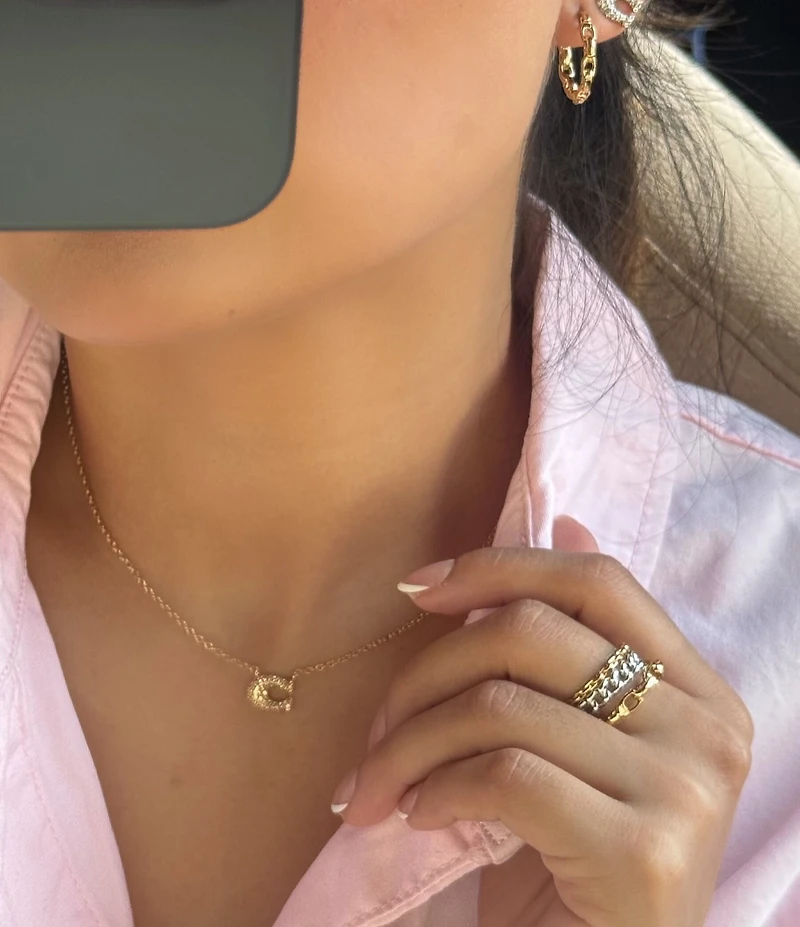 COACH Signature C Mixed Chain Stacked Ring Set