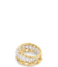 COACH Signature C Mixed Chain Stacked Ring Set