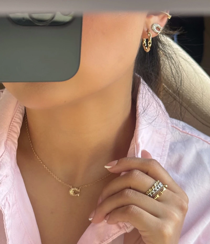 COACH Signature C Mixed Chain Stacked Ring Set