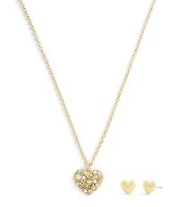 COACH Signature C Pav Boxed Heart Jewelry Set