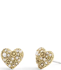 COACH Signature C Pave Boxed Heart Stud Earrings