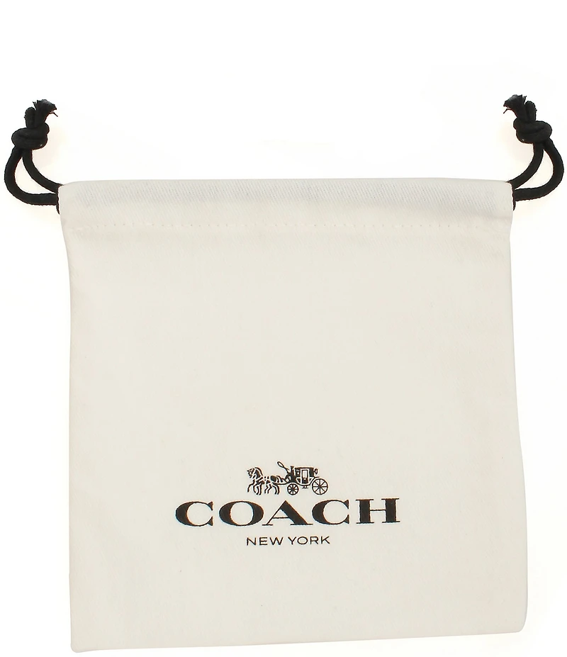 COACH Signature C Puffy Heart Charm Drop Huggie Hoop Drop Earrings