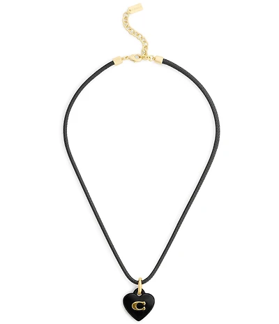 COACH Signature C Resin Heart Short Pendant Necklace