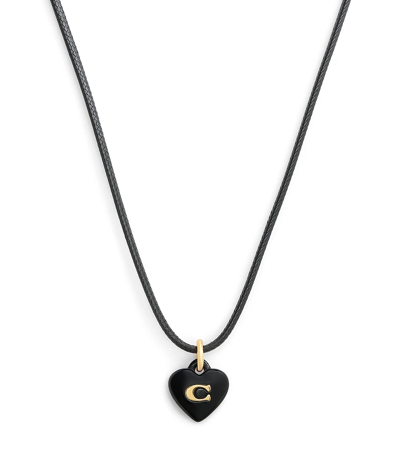 COACH Signature C Resin Heart Short Pendant Necklace