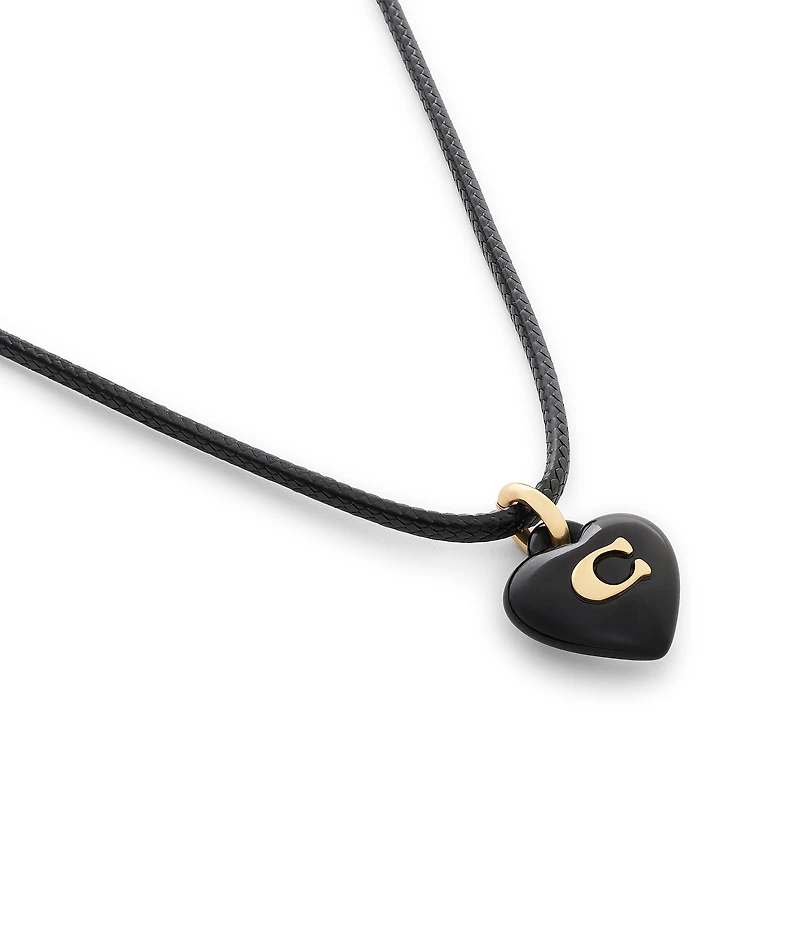 COACH Signature C Resin Heart Short Pendant Necklace