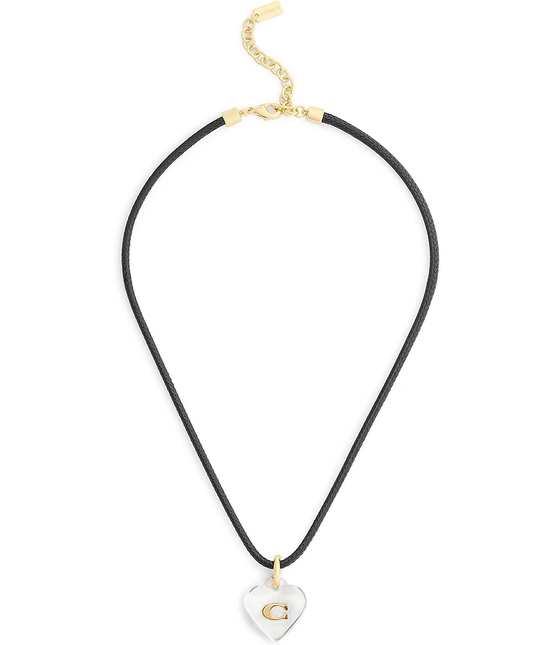 COACH Signature C Resin Heart Short Pendant Necklace