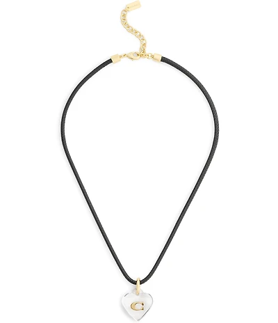 COACH Signature C Resin Heart Short Pendant Necklace